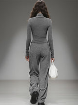 Casual Long-sleeved T-shirt And Wide-leg Pants Set