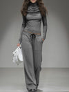 Casual Long-sleeved T-shirt And Wide-leg Pants Set