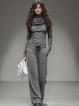 Casual Long-sleeved T-shirt And Wide-leg Pants Set