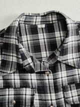 Retro Ethnic Style Lapel Reddish Brown Plaid Maxi Dress