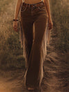 Vintage Western Brown Fringe Flared Jeans