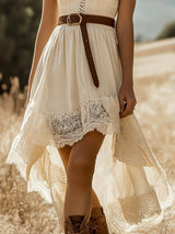 【24-hour shipping out】Romantic Bohemian Lace Trim Sleeveless Midi Dress