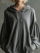 Casual And Stylish Dark Gray Hooded Sporty Mini Dress