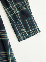 Plaid Lapel Maxi Dress in Reddish Brown