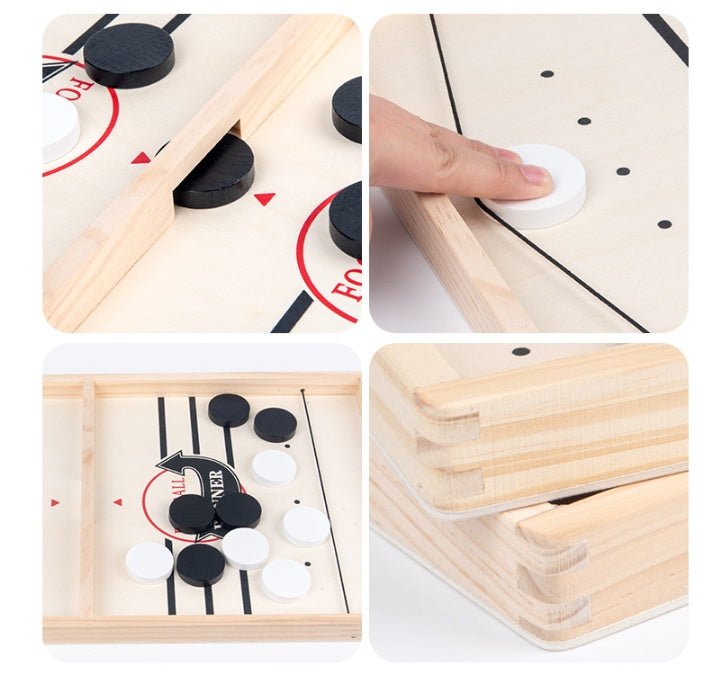 Fast Sling Puck Game – Kids Wooden Table Hockey Board for Family & Party Play