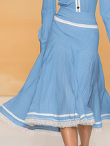 Elegant Urban Striped Shirt And Skirt Set