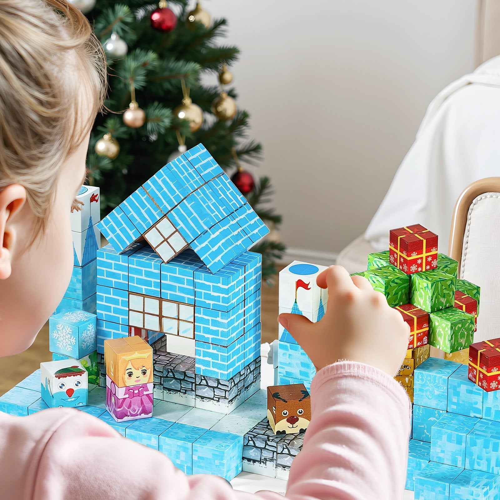 Montessori Frozen Fortress Magnetic Building 150pc Blocks