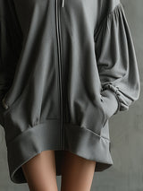 Casual And Stylish Dark Gray Hooded Sporty Mini Dress
