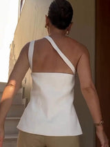 Ascent One-Shoulder Button Detail Top