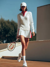 Retro Sports Style Stand-up Collar Sleeveless Knitted Vest