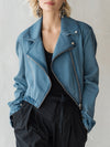 Casual And Stylish Collared Zip-up Blue Denim Jacket