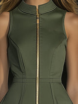 【24-hour shipping out】Casual Fashion Half Zip Cargo Pocket Sleeveless Mini Dress