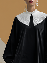 Elegant And Sophisticated White Lapel Black Matte Velvet Tulip-shaped Mini Dress