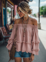 Vintage Off Shoulder Long Sleeve Loose Shirt
