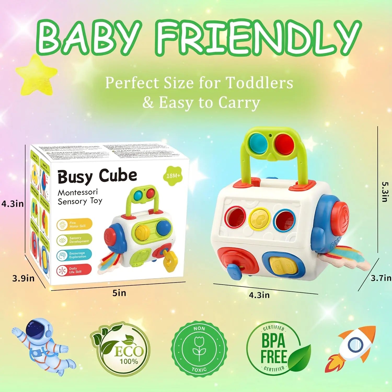 9-in-1 Busy Cube for Toddlers – Montessori Sensory Activity Toy for Ages 1–3