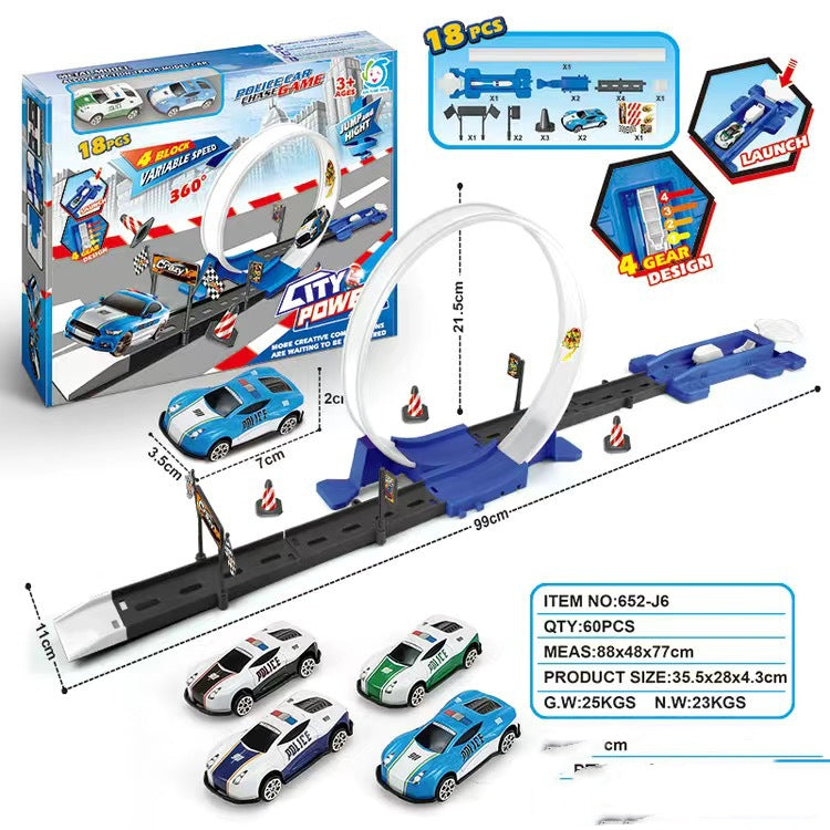 Sling Shot Racing Car Track – Kids Dual Launcher Loop Race Set