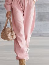 Casual Sporty Pink Front Zip-up Hooded Jumpsuit