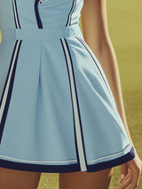 【24-hour shipping out】Elegant and Fashionable V-neck Sleeveless Light Blue Tennis Mini Dress