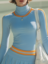 Relaxed Sporty Style Stand-collar Long-sleeved Mini Dress Set