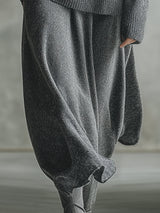 Elegant Minimalist Gray Hooded Sweater Skirt Set