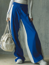Sporty Style Stand-collar Zip-up Top And Wide-leg Pants Set