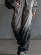 Trendy Sporty Grey Gradient Black Hooded Jumpsuit