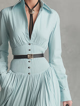 Elegant And High-end Mint Blue Cotton Maxi Dress