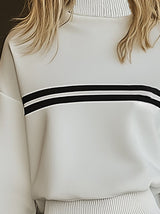 【24-hour shipping out】Fashionable Sports Style Striped Sweatshirt Long Sleeve Mini Dress