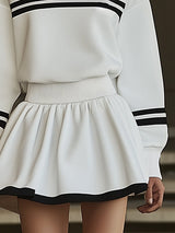 【24-hour shipping out】Fashionable Sports Style Striped Sweatshirt Long Sleeve Mini Dress