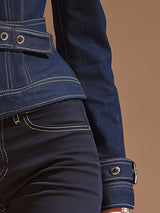 Stylish Retro Zip-up Blue Denim Jacket