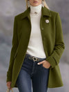 Casual Retro Olive Green Woolen Coat