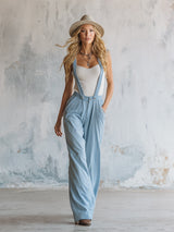Stylish And Casual Detachable Straps Light Blue Denim Overalls