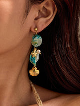 Ocean Beach Style Shell Starfish Stainless Steel Earrings