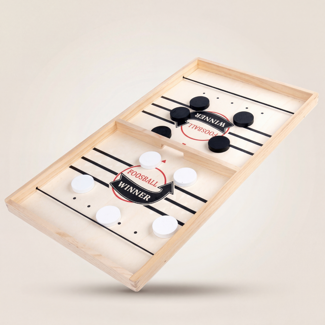 Fast Sling Puck Game – Kids Wooden Table Hockey Board for Family & Party Play