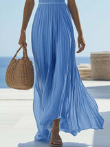 【24-hour shipping out】Bright And Beautiful High-grade Chiffon Light Blue Maxi Dress