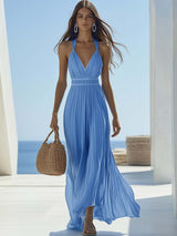 【24-hour shipping out】Bright And Beautiful High-grade Chiffon Light Blue Maxi Dress