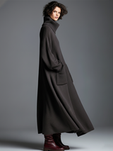 High-end Fashionable Loose Neckline Brown Knitted Maxi Dress