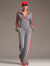 Casual Sporty Retro Red Ribbon Half-Zip Sweatshirt And Wide-Leg Pants Set