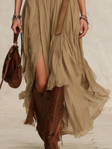 Halter-Neck Chiffon Maxi Dress