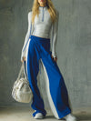 Sporty Style Stand-collar Zip-up Top And Wide-leg Pants Set