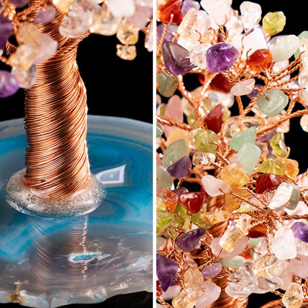 Arbre de Vie 7 Chakras et Agate - Décoration Feng Shui Bureau - Biloria