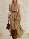 Halter-Neck Chiffon Maxi Dress