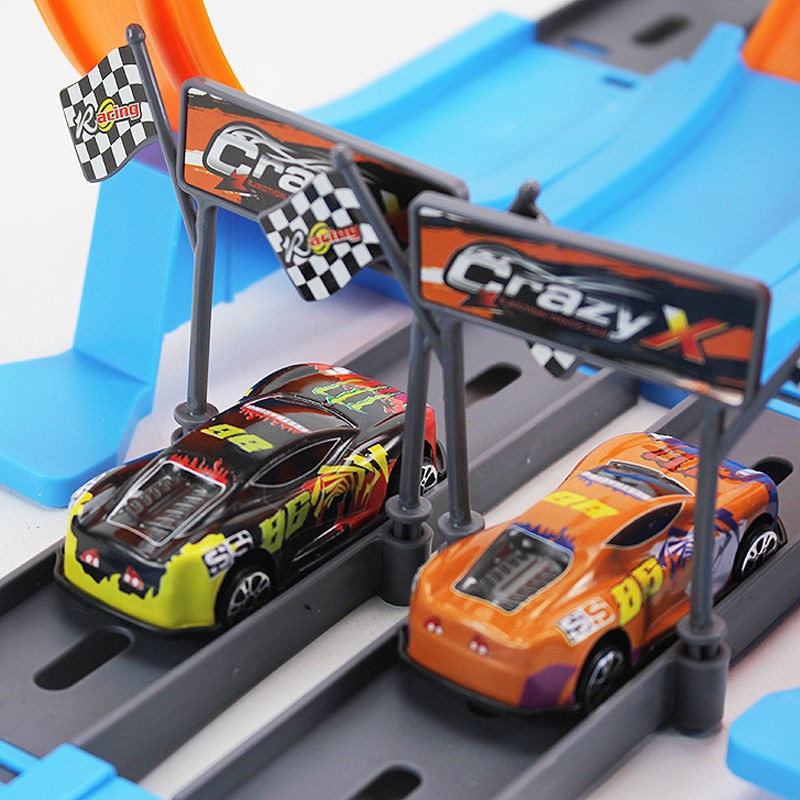 Sling Shot Racing Car Track – Kids Dual Launcher Loop Race Set