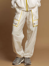 Outdoor Sports Yellow Striped White Sun Protection Top And Cargo Pants Set
