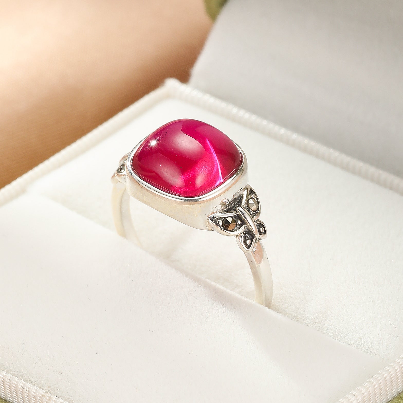 Bague Ajustable Cornaline Papillon Argent 925 - Biloria