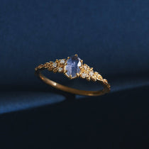 Bague apaisante Labradorite Cordiérite Zircon Argent Plaqué Or - Biloria