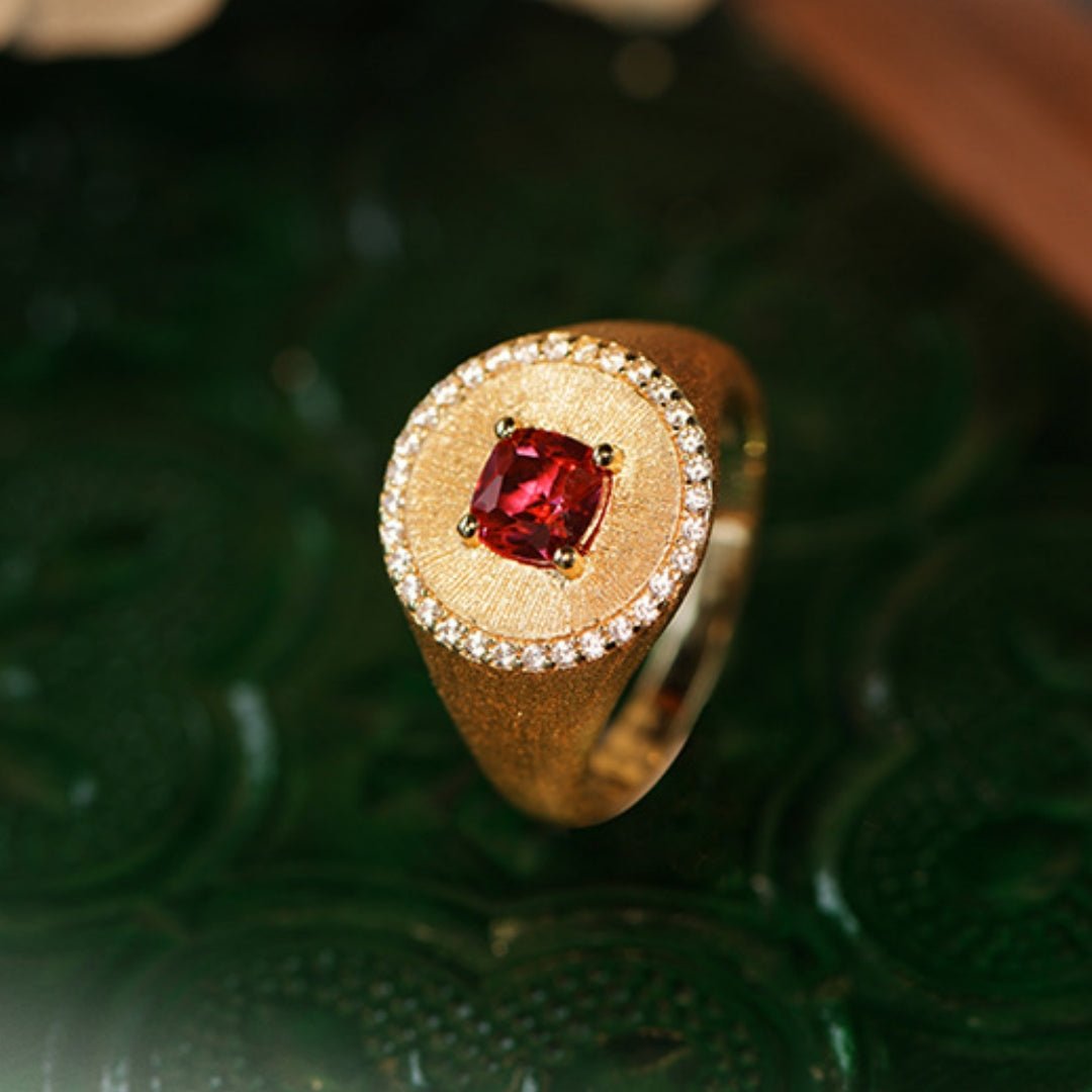 Bague Cornaline Argent Plaqué Or Énergisante – Femme - Biloria