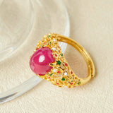 Bague Cornaline Étoile Flamboyante – Argent 925 et Émail - Biloria