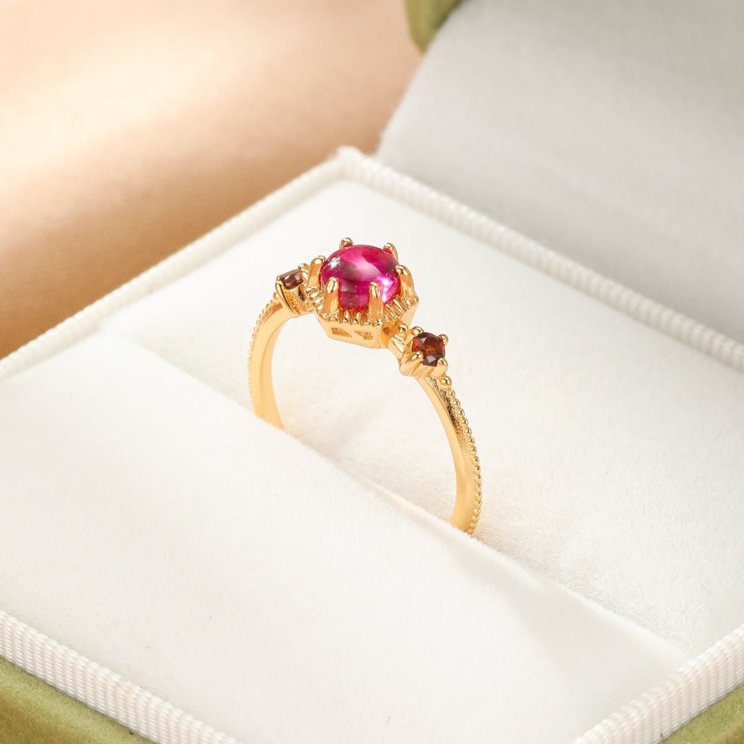 Bague Cornaline Femme Flamme Royale Argent Plaqué Or - Biloria