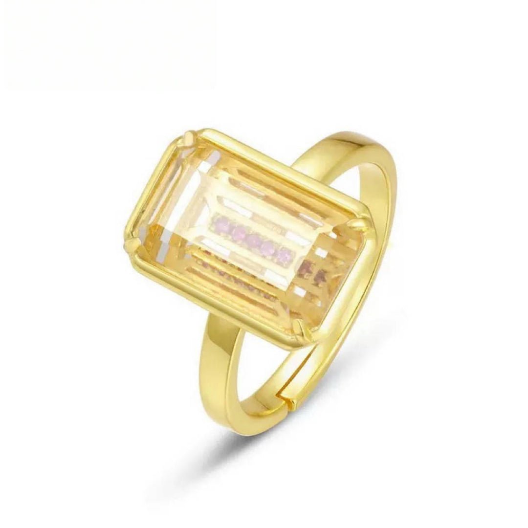 Bague Cristal de Roche et Corindon Rose Ajustable - Biloria
